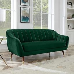 SUN HANDICRAFT Wooden Modern Velvet Sofa Set, 72.44-inch 3-Seater, Channel Tufted, Emerald with Two Cushions Perfect for Home Office Guests Living Room (3 Seater, 3 Year Warranty) (Green)-image-22
