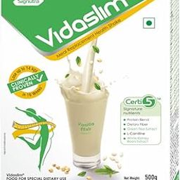 Vidaslim Meal Replacement Protein Health Shake for Weight Control & Weight Management for Women & Men | 22.8 gm Protein| L-Carnitine | Green Tea Extract| White Kidney Bean Extract | (500g, Vanilla Elixir)-24