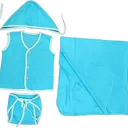 Castle Care - Newborn Baby Garment Hospital Set - Usefull for Baby Shower Gift - Organic Cotton Fabrics, Jhabla with Cap, Nappi, & Towel-16
