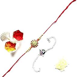 Traditional Rakhi Set with Decorative Beads, Red Thread, Pack of 2-image-28
