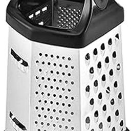 NAALSA - Berlin 6 Side Stainless Steel Professional Multi Purpose Grater Vegetable Chopper Slicer Kitchen Cutter, Shredder for Cheese & Vegetables 8 inch-14