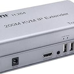 ETZIN 200M HDMI KVM IP Extender, Over IP RJ45 Ethernet CAT6 6A Transmitter Receiver 1 TX to 20 RX and Cascade Connection USB Keyboard Mouse Over UTP/STP H.264 EPL-434H-6