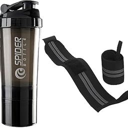 Fitness Combo Gym Shaker Bottle with Wrist Band Support Gym & Sports Kit l Weightlifting l Powerlifting l Wrist Band l Gym Shaker l Shaker Bottle l Gym Bottle (500) ML (Black)-image-35