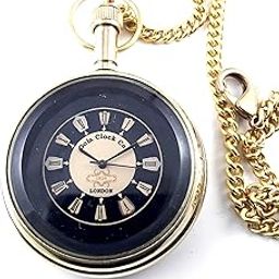KVCollection Antique Gola Clock Co. London Reproduction Watch/Pocket Watch with Long Chain Pendent Type Mens Accessory-image-79