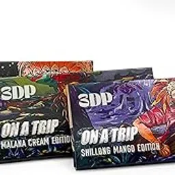 3DP On A Trip Rolling Paper With Colorful Roach | Unbleached/Brown King Size Slim Rolling Papers [Pack of 3]-image-1