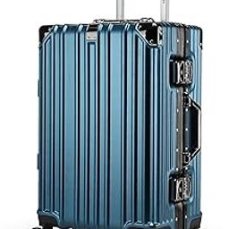 Cabin Pro Light Weight Aluminum Frame Fashion Trolley Luggage Polycarbonate Hard Case Checked Luggage with 4 Quite 360° Double wheels, CP001, D. Blue, Carry-On 20-Inch, Hand Luggage-image-89