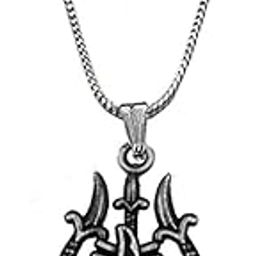 Lord Mahakaal Trishul Damaru Grey Snake Chain Pendnet for Men and Women-picture-22