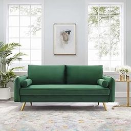 ESPOSENDE OSENNS0107 3 Seater Sofa for Living Room Comfortable Velvet Couch with Solid Sal Wood Frame & 40 Density Foam, Green-image-9