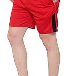 Men's Gym Workout Sports Shorts with Zipper Pocket (Red, XL)-picture-25