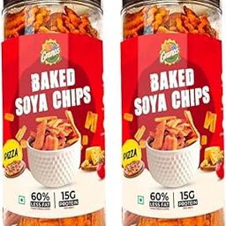 Granos Baked Soya Chips Pizza 200g | 60% Less Fat than fried chips | 15g Protein Per 100g | Gluten-free & Vegan | Pack of 2-image-45