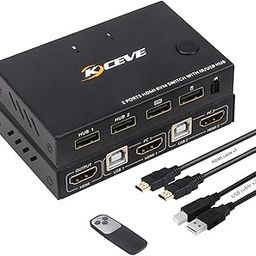 Ubervia KVM Switches - Hdmi Switch For 2 Computers 4K Hdmi Switcher Box 2 In 1 Out For 2 Pc Share Keyboard Mouse And Monitor Support 4K30Hz With Usb Hub Ports-56