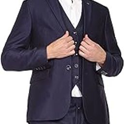 arrow Men Dark Blue Reversible Waistcoat Tailored Fit Three Piece Suit-picture-11