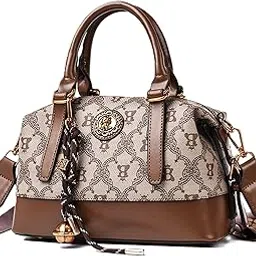 diva dale Designer Handbag, Monogram Pattern, Brown Leather Trim, Gold Hardware, Shoulder Strap-picture-0