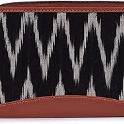 Ikat Wallets for Women - Handmade Wallets for Females - Vegan Leather and Ikat Purse for Ladies - Clutch with Indian Print - Wallets for Mobile Phones - Ikat Wave Print, Black-43