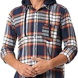 Men's Cotton Camo Shiruku Twill Checks Regular Fit Shirt with Hood-image-45