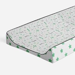 Bacati Soccer Muslin Changing Pad Cover, Green/Grey-image-69