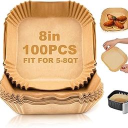 Air Fryer Paper Liners Disposable: 100PCS Non-Stick Parchment Paper, Food Grade Baking Paper for Baking Roasting Microwave (Square 100pcs)-image-12