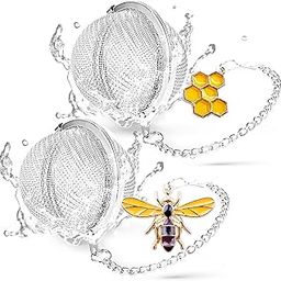 Tea Strainers for Loose Tea, Set of 2 TeaSanavie Stainless Steel Tea Ball, Tea infuser with Honeybee & Beehive Charm-28