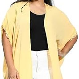 Women Plus Size Rayon Crepe Lace Detailed Shrug-image-38