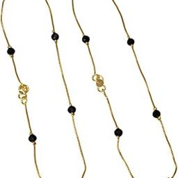 Stylish Gold Plated Black Crystal Anklets For Girls-image-12