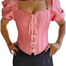 Pretty in Pink Corset Top with Sleeve Appeal-image-61