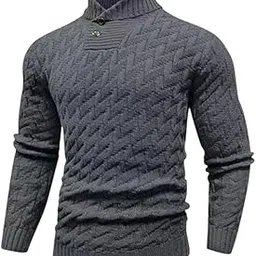 yashidun Men's Slim Fit Knitted Pullover Sweater with Half Turtleneck and Long Sleeves-picture-23