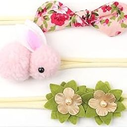 SYGA Pack Of 3 Baby Headband Nylon Flower Bow Strechable Hairband For Newborns, Infants, Toddlers and Kids For 0-3 Year(Color 4)-image-36