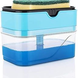 Sivaasales 2 in 1 Soap Dispenser (800 ML) for Dishwasher Liquid Holder, Through Pump with Sponge Kitchen Accessories Cleaning Sink Liquid, Gel, Shampoo, Dispenser-image-0
