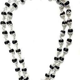 SARVAKSH Original 925 Silver 8mm Natural Karungali Malai with 54 Beads, Unpolished Black Ebony Wood Karungali Kattai 925 Silver Malai for Neck (Pack of 1)-image-16
