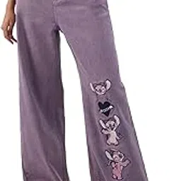 the souled store Official Lilo & Stitch: Angel Women and Girls Cotton Blend Wide Leg Fit Jeans-picture-20