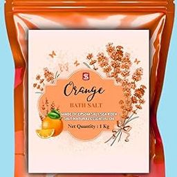 SaiBlossoms Lavendar || Tea Tree || Orange|| Ylang Ylang Bath Salt for Body & Foot Spa, Calming, Relaxing, Muscle Pain Relief, Aromatherapy | Pure & Natural | Sea Salt, Lavender Essential Oil & Vitamin E -1Kg Pack (Orange)-9