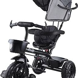 JoyRide Stroller Tricycle| Baby Trike|Tricycle with Canopy and Parental Adjust Push Handle for Kids|Boys|Girls Age Group 1.5 to 5 Years (Black)-10