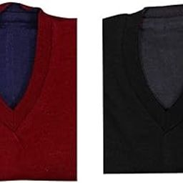 Men's Combo of Maroon-Blue and Black-Grey Sleeveless Sweater-picture-7