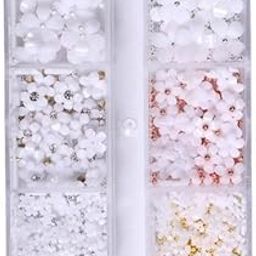 UJEAVETTE® 4xMixed 3D Flower Nail Charms 6 Grids Nail Decoration Supplies for Nail Crafts Style A-image-30