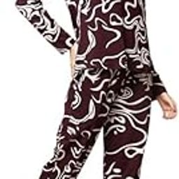 Wine Cotton Lycra Blend Styled With Abstract Print Tracksuit | Co-ord Set For Women| Active Wear Suit Set For Women (TSSET1157, 2XL)-picture-16