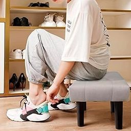 Access Craft Footrest Stool Small Modern Square Footstool Ottoman for Living Room Bedroom Footrest for Under Table (Grey)-image-20