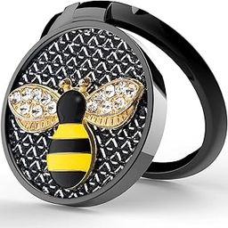 KolorFish Phone Ring Holder Finger Kickstand, Mobile Ring Holder Finger Grip 360 Degree Rotation, with Crystal Stone Enamel Bee (Black)-image-30