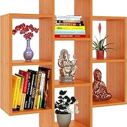 SUMWUD 7 Layer Bookcase Wood Wooden Wall Mount Bookshelf Natural Brown Finish, 81.8 cm x 24 cm x 90 cm-14