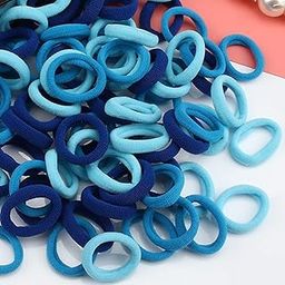 Mini Hair Elastics, 100 Pack Multicolour Ponytail Holders, Small Rubber Bands for Kids and Women (MULTI BLUE SHADES)-image-92