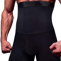 Men Tummy Control Shorts High Waist Slimming Body Shaper Girdle Butt Lifter Shapewear Underwear Boxer Briefs- XL in Size Black-image-75