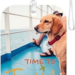 TPJ Handmade Resin Customized Luggage ID Tag with Pet Name Dog Cat Photo, Cute Personalized Travel Bag Identifier Label, Travel Accessories Ideal for Gifting - Jet-Set Pup Time to Travel-image-97