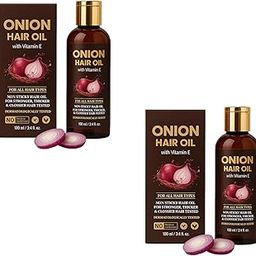 onion hair oil with vitamin e non sticky hair oil for stronger thicker allhair types 100 ml pack of 2-image-38