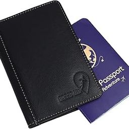 Genuine Leather RFID Blocking Passport Holder Cover Unisex-Adult Travel Wallet (Black)-image-63
