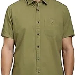 louis philippe Men's Textured Premium Cotton Slim fit Linen Blend Half Sleeve Casual Shirt with Soft Hand Feel-picture-48