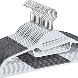 Plastic Clothes Hangers ZEPOLI Space Saving Clothes Hangers, Plastic Hangers with Non-Slip Pads Clothes, Suit Hangers Heavy Duty Coat, Underwear, Pants, Shirts (20 Pack, S Shape White & Grey)-picture-26