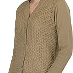 Women Woolen V-Neck Self Design Cardigan Heavy Daffodil Fabric Winter Wear Pure Wool Cardigan for Women Free Size Long Cotty Fully Warm (XXL, Dark Brown)-picture-40
