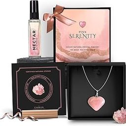 5 Senses Co. Luxury Pendant Necklace Gift Set Combo for Women | Gift for Girls, Mother, Sister, Girlfriend, Birthday | Certified Natural Crystal Jewellery with 18 Kt Gold Plated Chain & Nectar Perfume-54