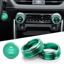Polodunn for Toyota RAV4 Accessories 2025 2024 2023 2022 2021 2020 2019 -Air Conditioning Knob Covers, Push Start Button Cover Trim Rings 4pcs (Green)-14