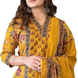 Women's Pure Cotton Block Printed Ethnic Wear Kurta Set with Palazzo Pants & Dupatta-picture-50