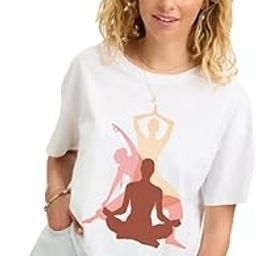 Oversized Fit Loose Yoga Art Unique Design Printed Drop Shoulder Womens Tshirt-image-40